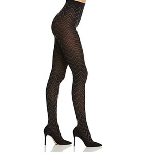 Pretty Polly Chevron Tights Black Mix One Size 0873